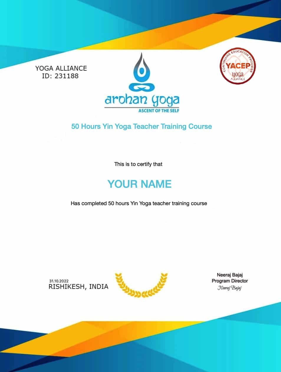 Yin Cert SAMPLE